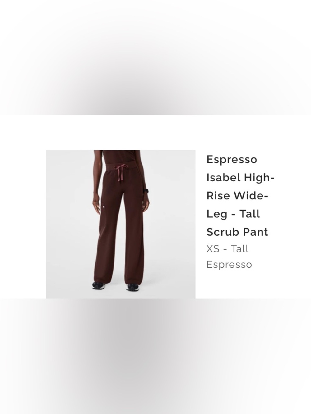 XS tall Isabel High-Rise Wide-Leg Scrub Pant - Espresso